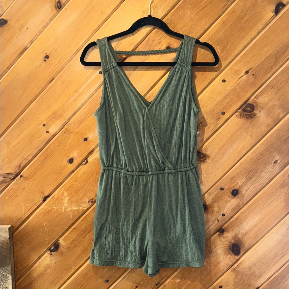 Universal thread Olive green faux wrap tank top romper